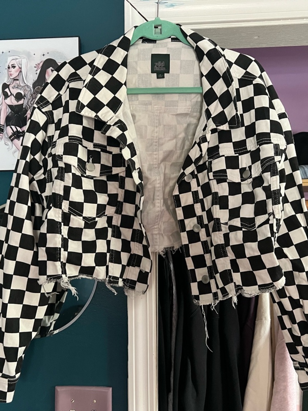 wild fable Black and White Checkerboard Cropped Jacket